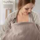 Blissful Diary Muslin Nursing Cover for Breastfeeding, Breathable Breastfeeding Cover up with Arch Neckline for Women, Nursing Apron (Agreeable Gray)