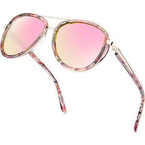 BIRCEN Polarized Sunglasses for Women UV - Protection Womens Retro Mirrored Shades with Acetate Frame BC2001