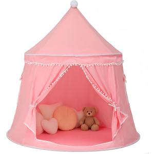 Kids Play Tent, Large Princess Tent, Kids Castle Play Tents with Carry Bag, Indoor Outdoor Game Playhouse, Portable Children Yurt Tents, Birthday Gift for Girls, 47''x45'', Pink
