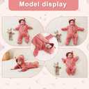 Newborn Baby Bear Outfit With Fold-Over Mittens and Footies Girls Boys Winter Fleece Clothes Hooded Romper Snowsuit (3-6 Months, Pink)