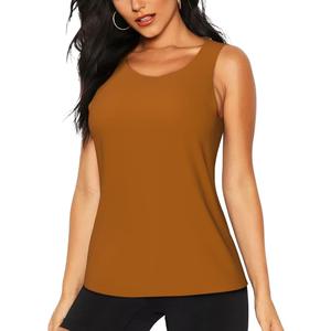 Athletic Tank Top for Women - Brown Print Sleeveless Quick Dry Gym Yoga Running Tennis Tops, Small