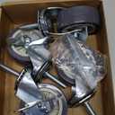 3 Inch Heavy Duty Stem Casters Swivel Wheels with Brake - 3/8" -16 x 1-1/2" (Stem Diameter 3/8", Stem Length 1-1/2"),Set of 4 with Locking Threaded Stem Caster Wheels - Load 600lbs (Grey)
