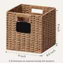 UBBCARE 4 Pack Small Wicker Basket, 9×9 Storage Cubes with Label, Foldable Cube Storage Bin with Handle, Square Storage Basket for Shelves, Woven Paper Rope Basket for Organizing, Caramel