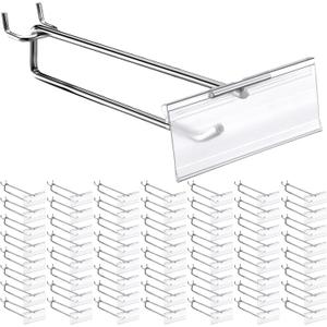 Thyle 50 Pcs Metal Scan Hook with Label Holder for 1/8" to 1/4" Pegboard, Peg Board Hooks with Price Tag, Pegboard Wall Accessories, Metal Hooks for Home Garage Retail Display Supplies (11 Inch)