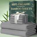 DECOLURE 100% Organic Viscose Derived from Bamboo Sheets Queen Size 6pcs - Ultra Soft & Luxuriously Cooling, 17" Deep Pocket, Double Stitching, Perfect for Hot Sleepers - Queen Bed Sheets (Midgrey)