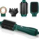 IG INGLAM Hair Dryer Brush, 4-in-1 Detachable Blow Dryer Brush, Ionic Diffuser Hair Dryer & Styler Volumizer with Oval Titanium Barrel, One-Step Hot Air Blowout Styler, Dark Green