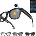 AI Smart Glasses with 1080 HD Camera, Bluetooth Music & Call, Real-Time Translation in 110+ Languages, Hands-Free Video Recording Glasses with 32GB Storage, Lightweight Sunglasses for Travel & Sports