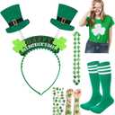 St Patricks Day Shirt Women Short Sleeve Summer T-Shirts Set,Clover Tee Costume Accessories,Irish Shirts for Girl (White), Size Small