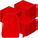 Wesnoy 200 Pieces Velvet Drawstring Pouch Bulk 2.76 x 3.54 Inches Small Jewelry Pouch Mini Gift Bags Gift Packaging Wrap Bags for Holiday Wedding New Year Party(Red)