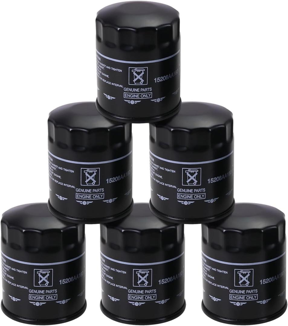 15208AA21A Engine Oil Filter Compatible with 2011-2025 Subaru Outback Legacy Impreza Forester XV Crosstrek Ascent Replace# 15208AA160 15208AA20A (6 Pack)