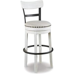 Signature Design by Ashley Valebeck 30" Modern Swivel Pub Height Barstool, Whitewash