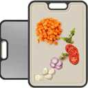 Stainless Steel Cutting Boards for Kitchen,Cutting Board Double Sided,Stainless Steel and Wheat Straw PP Food-Grade Chopping Board,Anti Slip Easy to Clean,18"×12" inch 1 Piece