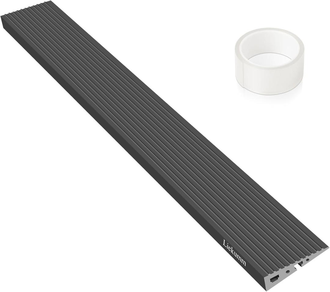 LIEKUMM 1" Rise PVC Threshold Ramp for Doorways, 1700 Lbs Capacity, Transition Ramp for Wheelchairs, Strollers, and Scooters, Cuttable, Black