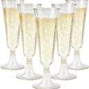 GuanQiao 40 Pack Plastic Champagne Flutes, 5.5 OZ Disposable Plastic Champagne Glasses with Gold Glitter, Wine Glasses Cups for Wedding Celebration Party Wine Tasting New Years Eve Supplies