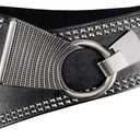 Adjustable Wide Elastic Belt for Women  Vintage Buckle, Stretchy Waistband, Versatile for Jeans, Dresses & Casual Wear (Large(29.5"-36"), Black)