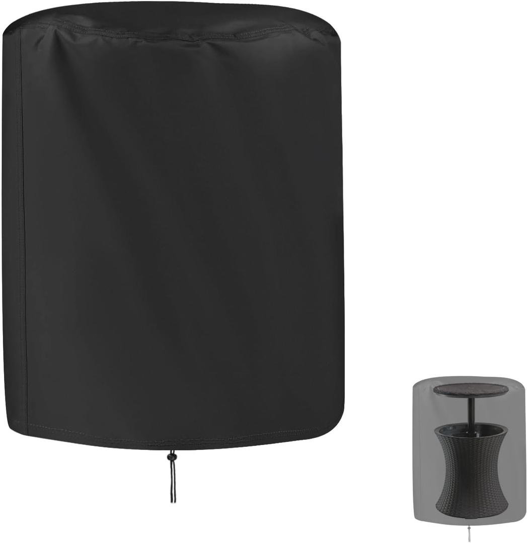 Waterproof & UV-Resistant Cool Bar Table Cover for Keter Pacific Cool Bar Table Patio Furniture and Hot Tub Side Table with 7.5 Gallon Beer and Wine Cooler, Patio Side End Table Cover, 21" Dia x 23" H