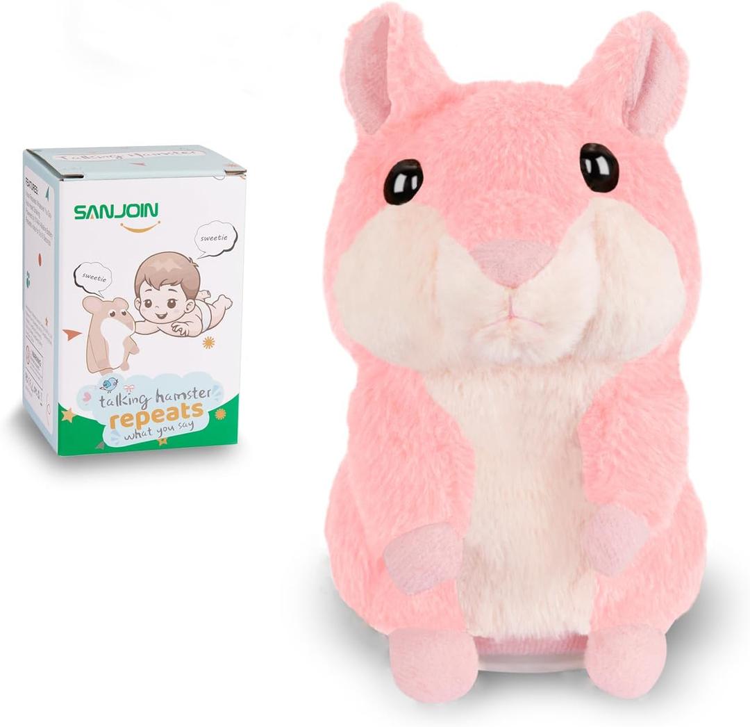 Kids Toddler Toys for Ages 2-4, Talking Hamster Repeats What You Say, Interactive Plush Repeating Toy for 2 3 4 5 6 8 Year Old Boy Girl Birthday Gift (Pink)