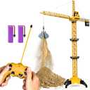 DIY Alloy Hook 4 Channel RC Tower Crane for Kids - 50.4 Inches Remote Control Crane Toy with 2 Batteries, Rotating Lift Construction Vehicles with LED Lights, Excavator Toy for Ages 4,5,6,7,8 Boys