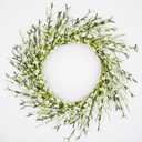  Cream White Buttercup Door Wreaths, Spring and Summer Outdoor Wreath for Front Door, All Seasons Artificial Green Wreath for Farmhouse Wedding Porch Wall All Seasons Indoor Decorations
