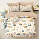 6pc Construction Comforter Set for Boys,Queen Size Tractor Bedding Sets for Teen,Kids Comforter Set with 1 Quilt+1 Flat Sheet+1 Fitted Sheet+2 Pillowcases+1 Cushion Cover(Tractor Queen) (Vehicle)