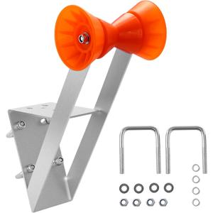VEVOR Boat Trailer Winch Stand, 2 to 3-inch Winch Posts, Boat Trailer Winch Seat with TPU Orange Roller & U-Bolts, Suitable for Jet Ski, Sailboat, Fishing Boat, Speedboat (Galvanized), Silver