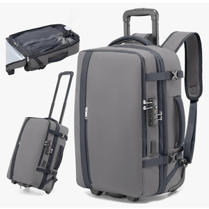 Fanwoli Vacuum Rolling Travel Backpack, Carry On Luggage with TSA Lock & Anti Theft Zipper, 70L Expandable Airback with Compression Pump, Waterproof Laptop Bag Ideal for Flight & Business