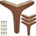 La Vane 6 Inch Metal Furniture Legs, Set of 4 - Modern Diamond Triangle Walnut DIY Replacement Feet Corner Legs for Cabinet, Sofa, Sideboard, Couch, Dresser Makeover