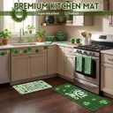 Breling St. Patrick's Day Kitchen Mats Set of 2, Lucky Green Plaid Clover Shamrock Kitchen Rugs Diatomaceous Soft Floor Absorbent Non-slip for Home Anniversary Wedding Party Decor 17x29 and 17x47 Inch