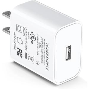 USB Wall Charger, 5V 2A USB Charger Block Plug Cube Travel Power Adapter Fast Charging Block for iPhone 16 15 14 13 12 11 X XR XS, Galaxy, LG, Moto, Tablet, Kindle, Air, Mini, Android Phones(1Pack)