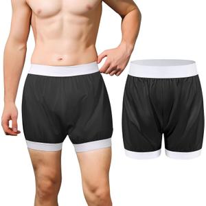 Carer Adult Diaper Cover Unisex Washable Incontinence Boxer Briefs Enclosed Elastic Leakproof Incontinence Underwear for Men Women Incontinence Supplies (Black Large)