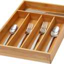 Core home, Bamboo Wood Medium Flatware Organizer, 5 Compartments, Dirty