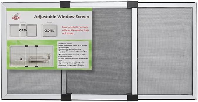 FLYZZZ Adjustable Window Screen Horizontal (19.68"H x 28"-52"W) 1 Pack Expandable Window Screen Large Replacement for Home