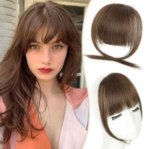 Clip in Bangs Real Human Hair,Soft Brown Bangs Hair Clip on Fake Bangs with Temples for Women Daily Wear(Soft Brown)