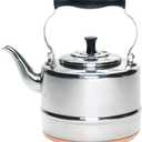 BonJour Tea Stainless Steel and Copper-Base Gooseneck Teapot / Teakettle, 2-Quart