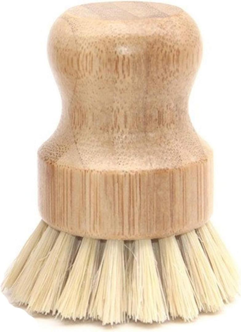 Natural Sisal Dish Washing Brush Bamboo Round Scrub Brush Pots Pans Vegetables Household Cleaning Brush (Sisal)