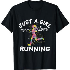 Just A Girl Who Loves Running T-Shirt (Gray, S)