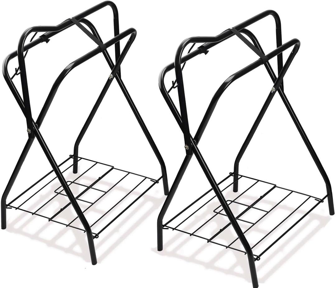2 Pack Saddle Rack Portable Folding Horse Saddle Stand for English and Western Saddles,28" L x 19" W x 37.5" H