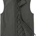 ASPO Men's Windproof Warm Golf Vest Outerwear with 6 Pockets Waterproof Winter Softshell Sleeveless Puffer Jacket for Hiking (X-Large, Dark Grey)