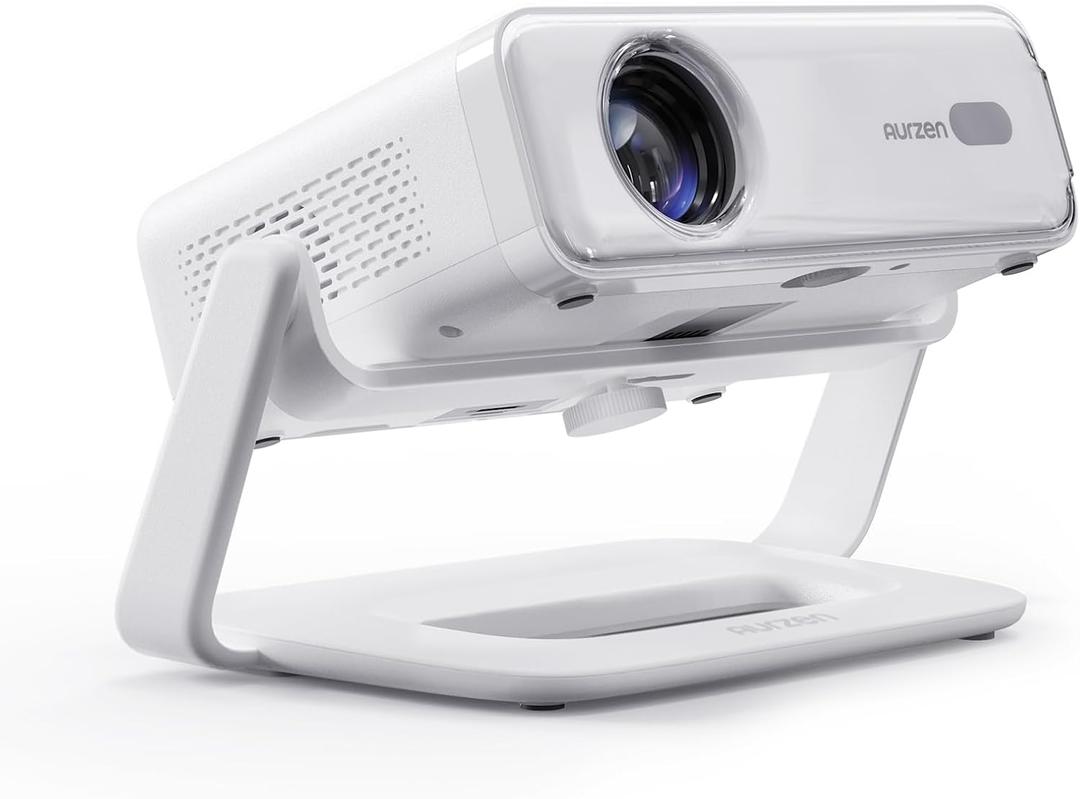 Aurzen Multi-Angle Projector Stand, 180 Rotation, Compatible EAZZE D1R, D1, D1G & Most Projectors (-Inch Screw, Gimbal Stand, White)