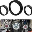 Motorcycle 7" Headlight Trim Ring 4.5" Fog Light Trim Ring Set Visor Style Fit for Harley Touring Road King Street Glide Electra Glide Gloss Black