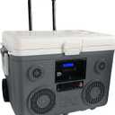 KoolMAX Cooler with Bluetooth Speaker System, 350W Boombox, 40 Qt Cooler, Rechargeable, USB 12V Car Cigarette Lighter Power Station, Guitar Amplifier, Radio, PA Machine, Karaoke, Grey