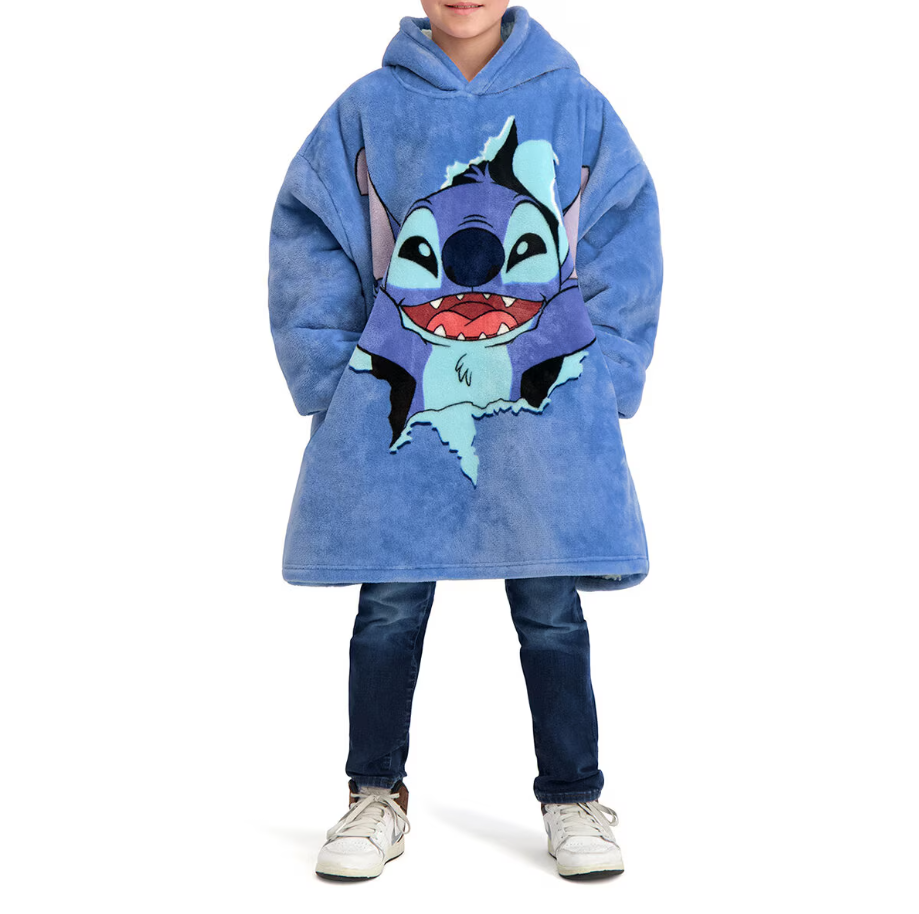 STITCH KIDS WAYY BIG HOODIE One Size Light Blue