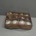 12PCS Champagne Gold Glitter Christmas Tree Ornaments 3.15 Shatterproof Baubles with Clear Sparkly Sequin & Star Accents, Holiday Ball Decorations for Xmas Tree, Party & Home Decor 