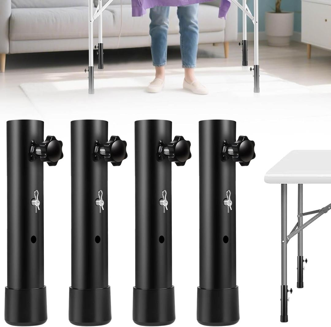Table Leg Extender, Metal Tables Leg Extensions, Heavy Duty 4 Levels/Heights Steel Folding Tables Legs Supports, Folding Table Legs Extenders for Improving Your Back (4-Pack) (7.8 in /20cm)