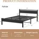 Easy Install 16 Inch Queen Size Bed Frame with Headboard&Footboard | Large Under Bed Storage, No Box Spring Needed, Non-Slip Without Noise, Sturdy Steel Frame, Mattress Foundation, Black