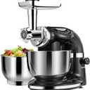Aifeel Stand Mixer, 8.5QT+ 6QT Two Stainless Steel Bowls Electric Food Mixer, 7 in 1 Multifunctional Kitchen Mixer with Dough Hook, Whisk, Beater, Meat Grinder,Pasta & Cookie Maker-Black