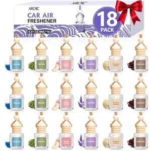 AROIC Car Air Freshener, 18 Pack Long Lasting Hanging Car Air Freshener Diffuser Set for Women & Men, 6 Scents Essential Oil Vehicle Aroma Fragrance Valentines Day Gift (8ml Each)