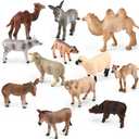 Glimin 12 Pcs Christmas Nativity Animals Set Small Sheltering Animals Collectible Figurines Include Camel Sheep Donkey Cow Figures for Holy Family Outdoor Indoor Xmas Tree Decoration Gift