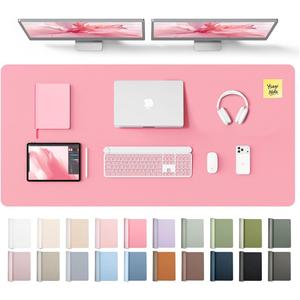 YSAGi Leather Desk Pad Protector, Office Desk Mat, Large Mouse Pad, Non-Slip PU Leather Desk Blotter, Laptop Desk Pad, Waterproof Desk Writing Pad for Office and Home (Pink, 55" x 24")