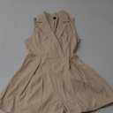 SOLY HUX Women's V Neck Collar Sleeveless Romper Pleated Wide Leg Loose Short Jumpsuit SMALL